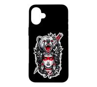 Coiffe tribale Ours féroce Femme guerrière Coque pour iPhone 16 Plus