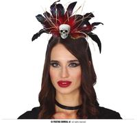 Coiffe vaudou pour femme accessoire d'Halloween noir-rouge-blanc