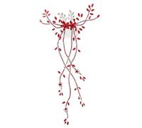 Coiffes de mariée pour mariage, peigne à cheveux en strass avec feuille et pompon, accessoires de cheveux mariage en alliage faits à la main pour bal promo, rouge