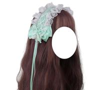 Coiffes Lolita tendance, élégant bandeau en dentelle et ruban, serre-tête style soubrette, épingle à cheveux tendance, accessoires for cheveux for femmes et filles(Mint Green)