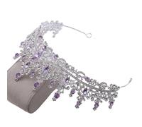 Coiffes pour femmes, bijoux de cheveux Tiaras de la couronne pour femmes lavande cristal nuptiale couronne de ramiage violet accessoires de cheveux de mariage privilège la couronne de la mariée, une