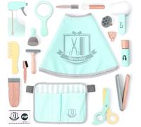 Coiffeur Jouet pour Enfants en Bois, Set de Jeu Coiffeur avec Sac pour Outils de Coiffure