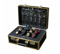 Coiffeur Valise Professionnelle Or - 40cm avec Cadenas, Capacité 20kg pour Outils Coiffure/Maquillage (15.74x10.82x6.49in, Planche Ignifuge, Sangle Amovible)