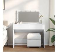 Coiffeuse - 100x40x120 cm - LED blanc - 2 tiroirs - Miroir inclus