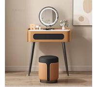 Coiffeuse 3 en 1 avec miroir rabattable et tabouret à roulettes, éclairage LED intégré, coiffeuse moderne avec miroir et tiroirs, petite table avec 3 modes d'éclairage, bureau et tabouret re