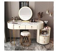 Coiffeuse 3 en 1 avec miroir rabattable et tabouret roulant, éclairage LED intégré, coiffeuse d'angle avec miroir et éclairage LED, bureau de maquillage pour femmes et filles, tiroirs de ran