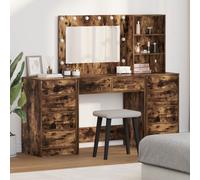 Coiffeuse 3 Pièces Vidaxl Avec Led En Bois D'ingénierie Chêne Fumé