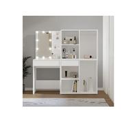 Coiffeuse à LED avec 2 armoires Blanc Bois d ingénierie