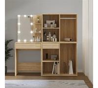 Coiffeuse à LED avec 2 armoires Chêne sonoma Bois d ingénierie Chêne sonoma G