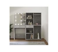 vidaXL Coiffeuse à LED 3082030 avec 2 armoires Gris béton