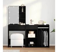 Coiffeuse à LED avec Armoire Chêne Marron Bois d'Ingénierie Chambre vidaXL
