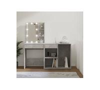 Coiffeuse à LED avec armoire Gris béton Bois d ingénierie