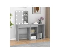 vidaXL Coiffeuse à LED avec armoire Sonoma gris Bois d'ingénierie