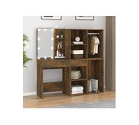 Kaptafel met kastjes en LED's bewerkt hout gerookt eikenkleurig3120188