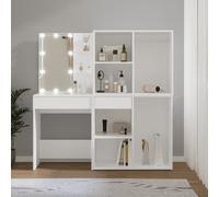 Coiffeuse à LED avec 2 armoires Blanc Bois d ingénierie Blanc G