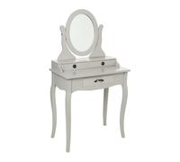 Coiffeuse - ATMOSPHERA - Chrysa - Gris - Bois - Panneaux de particules - 3 tirois - Miroir inclut