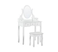 Coiffeuse avec 5 tiroirs et un tabouret blanc GALAXIE
