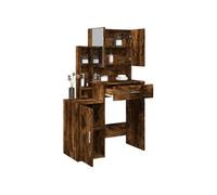 vidaXL Coiffeuse - Chêne fumé - 80x35x132 cm - 1 tiroir - Miroir inclus