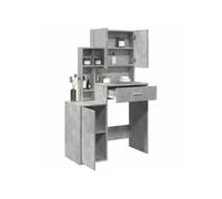 Coiffeuse avec armoire gris béton 80x35x132 cm, table de maquillage, coiffeuse de chambre à coucher, coiffeuse avec 848237