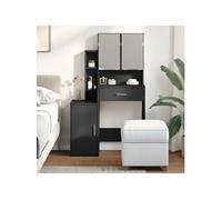 Coiffeuse avec armoire noir 80x35x132 cm, table de maquillage, coiffeuse de chambre à coucher, coiffeuse avec miroir, 848235