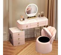 Coiffeuse avec Chaise, Bureau et Miroir, éclairage 3 Modes, Ensemble de Table de Maquillage, Ports USB, Haut-Parleur Bluetooth, Chargeur sans Fil, siège de Rangement, Cadre en métal, Chambre