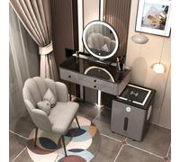 Coiffeuse avec chaise, table de maquillage et station de charge haut-parleur Bluetooth pour chambre à coucher, 80 cm