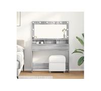 vidaXL Coiffeuse avec lumières LED – gris Sonoma, 100x41x135 cm – Gris G