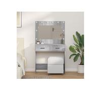 vidaXL Coiffeuse avec éclairage LED Gris Sonoma 78,5x41x135 cm