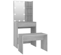 Coiffeuse Avec Éclairage Led Réglable Lumière Froide/Chaleur Grise Sonoma Bois Composé Marron