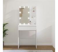 vidaXL Coiffeuse avec LED Table Cosmétique Meuble de Rangement Coiffeuse avec Miroir Meuble de Chambre à Coucher Intérieur 808828