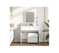vidaXL Coiffeuse 848178 avec LED et miroir blanc 80x41x144,5 cm