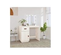 Coiffeuse avec LED Blanc 95x50x133,5 cm Bois de pin massif