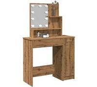 vidaXL Coiffeuse chêne artisanal avec LED 86,5x35x136 cm Marron G