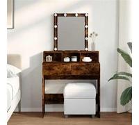 Vidaxl Coiffeuse Avec Led Chêne Fumé 80x41x144,5 Cm Multicolore
