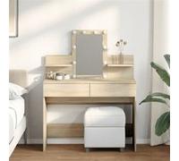 vidaXL Coiffeuse avec LED chêne Sonoma 100x40x130 cm, Table de Maquillage, Coiffeuse de Chambre à Coucher, Coiffeuse avec Miroir, Bureau de Maquillage
