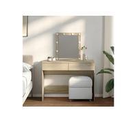 Coiffeuse avec LED chêne sonoma 100x40x130 cm, table de maquillage, coiffeuse de chambre à coucher, coiffeuse avec miroir, bureau de maquillage