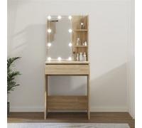 vidaXL Coiffeuse 808831 avec LED et miroir – Meuble de rangement intérieur pour chambre à coucher