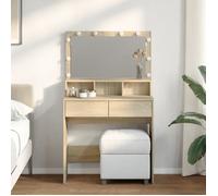 vidaXL Coiffeuse avec LED chêne sonoma 80x41x134,5 cm, table de maquillage, coiffeuse de chambre à coucher, coiffeuse avec miroir Marron