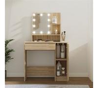 vidaXL Coiffeuse Chêne sonoma avec LED 86,5x35x136 cm