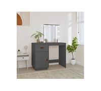 vidaXL Coiffeuse avec LED Gris 95x50x133,5 cm Bois de pin massif