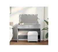 Coiffeuse - Gris béton - 100x40x120 cm - 2 tiroirs - Miroir avec LED