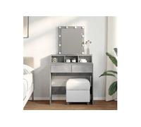 vidaXL Coiffeuse avec LED gris béton 80x41x144 5 cm table de maquillage coiffeuse de chambre à coucher coiffeuse avec 848181
