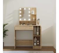 Coiffeuse avec LED Gris Béton 86,5x35x136 cm Table Cosmétique Rangement vidaXL