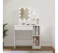 Coiffeuse avec LED Gris Béton 86,5x35x136 cm Table Cosmétique Rangement vidaXL