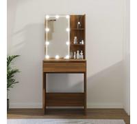 Coiffeuse avec LED Sonoma Gris 60x40x140 cm Table Cosmétique Rangement vidaXL