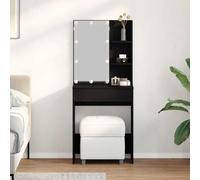 Table De Maquillage Led Vidaxl En Chêne Noir, 60x40x140 Cm, Fabriquée En Bois D'ingénierie Noir