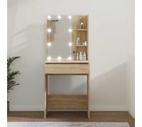 Coiffeuse avec LED Sonoma Gris 60x40x140 cm Table Cosmétique Rangement vidaXL