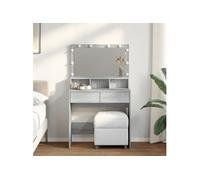 vidaXL Coiffeuse avec LED sonoma gris 80x41x134,5 cm