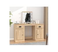 vidaXL Coiffeuse avec LED, Table Cosmétique avec Miroir et Tiroir, Bureau de Maquillage Chambre à Coucher, Moderne, Moderne, Chêne Sonoma 130x50x132,5 cm Sonoma G
