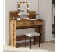 Table De Maquillage Vidaxl Avec Led Chêne Artisan 100x40x130 Cm